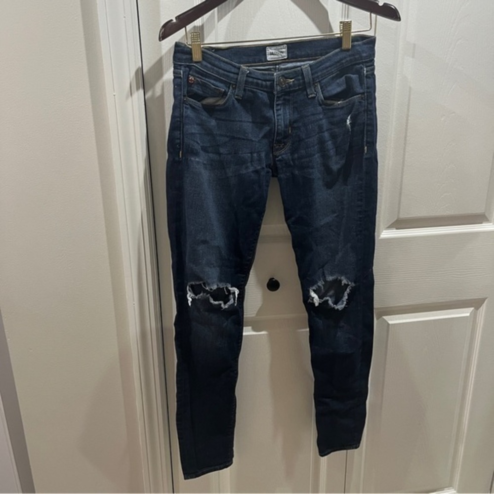 🩷 hudson krista super skinny dark wash distressed jeans